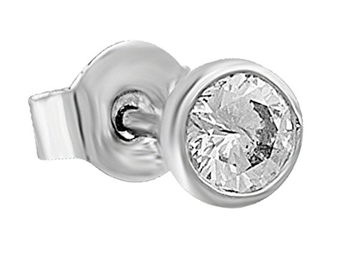 0,08 Karat Solitär Diamant Ohrstecker Herren 585er 14K Weißgold