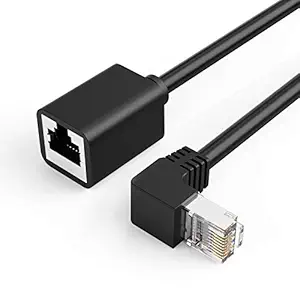 CAT6 Ethernet Extension Cable, CableCreation Shielded 8P8C Ethernet Patch Cable,Up Angled Support Bandwidth Up To 250mhz,1.6ft/0.5m,Black