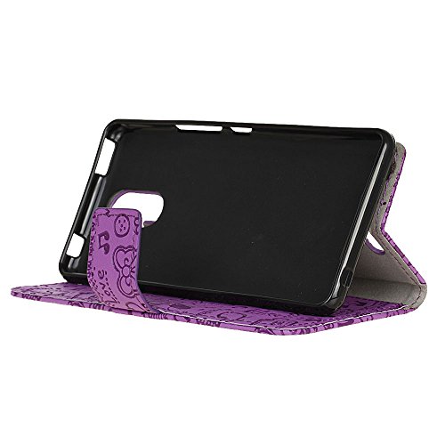 COVO   PU TPU Faux Cuero Billetera Funda para BQ Aquaris U Plus con Stand Funci  n  P  rpura 