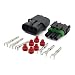 Produktbild IMAGINE 10 tlg 20-14 AWG Stecker Steckverbinder Wasserdicht Schnellverbinder 1,5 mm Anschluss Steckdose Set für KFZ LKW Auto Kayak Boote Roller Motorrad (3 Polig Grün Siegel)