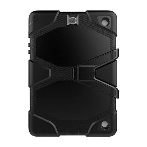 Outdoor Hülle für Samsung Galaxy SM-T550 Cover 9.7 Zoll 3in1 Stoßfest Hybrid SM-T555 Hardcase und Weiche Silikon Schutzhülle Tasche Case (Schwarz) - 5