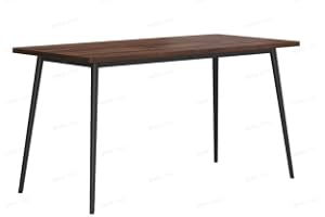 VASAGLE Matbord 4-6 personer, matsalsbord, köksbord, lantlig stil, värmebeständig bordsskiva, snabb montering, 75 x 140 x 75 cm, vertikal träådring, naturvalnötsfärg-bläcksvart