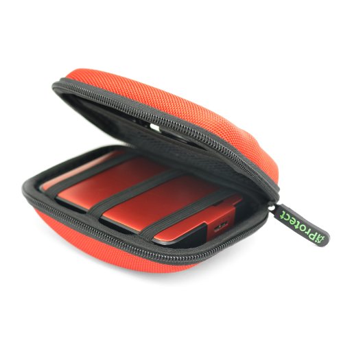 iProtect Nylon Schutzhülle für externe Festplatten 2,5 Zoll HDD Hard Case Tasche rot