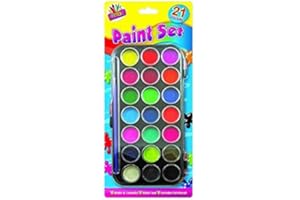 The Home Fusion Company Art Box 21 Couleurs Eau Jeu de Peinture avec Brosse Pinceau à Peinture et Rigide Étui Enfant Artisanat Ensemble