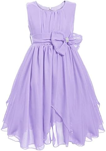 WAWALI Girls Chiffon Bridesmaid Dress Formal Pageant Party Dresses 4 Lilac