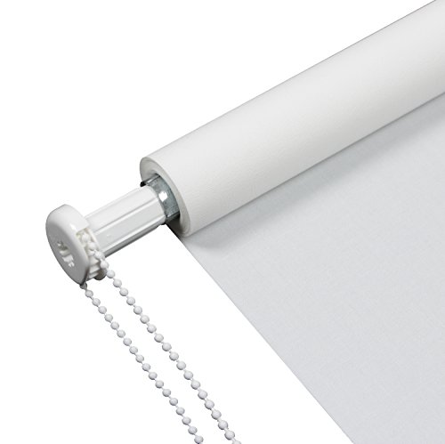 EFIXS Montageset für Minirollo, Easyrollo, Klemmrollo oder Klemmfixrollo ~ Bedienlänge 100 cm ~ OHNE BOHREN ~ Farbe: weiss ~ Rollowelle: Innendurchmesser 16 mm ~ Aussendurchmesser 17 mm ~ Lieferumfang: Klemmträger oben, Klemmträger unten, Rollohalter, Ösen, Sehne, Endlager, Kettengetriebe, Kettenhalter, Klebepads ~ SET 17/100 - 5
