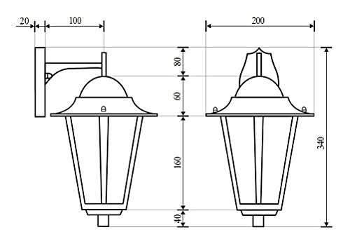 Außenlampe Wandleuchte „Paris“ in matt-weiß/grau / hängend mit E27-Fassung bis 60W 230V / Beleuchtung für Hof und Garten - 6