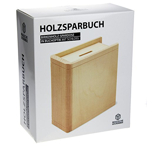 Spardose Buch aus Holz – Sparbuch als originelles Geburtstagsgeschenk für Geld – Geldgeschenk-Sparbüchse aus Ahornholz – 13,5 x 16,5 x 6,5 cm - 3