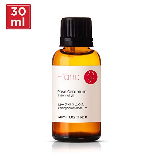 Aceite esencial de geranio Hana Rose (1 oz) - 100% puro grado terapéutico para aromaterapia, cuidado de la piel y difusor