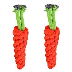 Petyantra Pets Knotted Cotton Rope Toys for Teeth Cleaning and Chewing Chew Toy Carrot Shape Carrot Dog Toy, Tug Toy for Small & Medium Dog, Puppy & Cat Natural and Safe