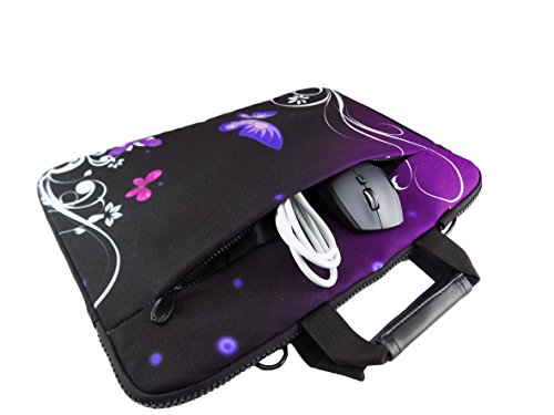 Silent Monsters Laptop Tasche Schutzh  lle 17 3 Zoll  43 9 cm  aus Canvas mit Zubeh  rfach und Mauspad  Design  purple butterfly