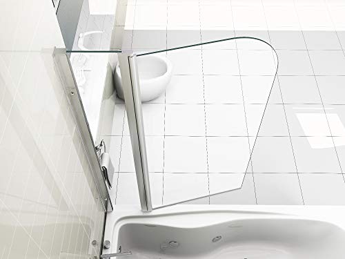 HNNHOME 180 ° Pivote Panel Doble más de baño Ducha Pantalla 6 mm Cristal