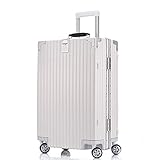 OTLLE Kratzfester Aluminium-Rahmen-Trolley Universal-Radkoffer tragen Gepäck Check Box für Männer und Frauen (Farbe : Weiß, größe : 24inches)