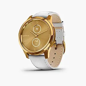 Garmin Vivomove Luxe Gold-White ,Leather Band Smartwatch