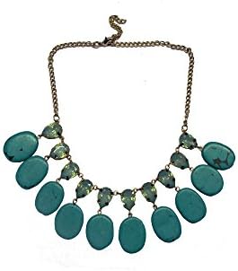 Sempre London Women Fashion 18ct Gold Plated Natural Green Stones Sensation Necklace for Women