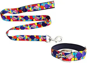 MODERN GIANTS Dog Leash for Large Dogs With Padded Handle , Leash for Dogs Medium Size Puppy , Durable Nylon Dog Belt Collar for Training , Walking and Running With Heavy Duty Steel Lock(multicolor) 1.5 Inch