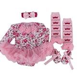 HOOH® New Newborn Infant Summer Baby Girls tutu Dress Clothing Suits Headband+Romper Dress+Shoes Kids Rompers Clothes Set