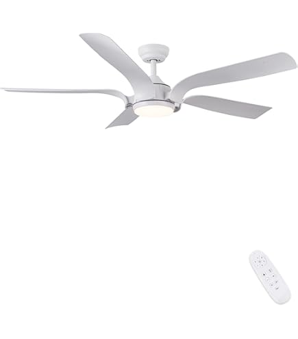 NETTLIFE Witte plafondventilator met verlichting, afstandsbediening