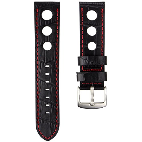 Echtes Leder Rally-Armband, fr U-Boat Uhren, Schwarz und Rot, 23mm Echtes Leder Rally-Armband, fr U-Boat Uhren, Schwarz und Rot, 23mm