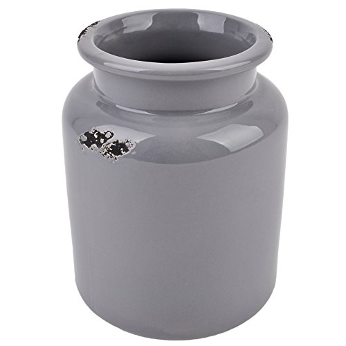 Vase rund Design Porzellan grau Blumen Pflanzen Gefäß (15x12x12cm)
