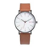 Souarts Herren Armbanduhr Einfach Stil Casual Analoge Quarz Uhr (Braun)