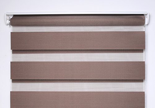 SHINY HOME® 60/80/90/100 x 150 cm Elegant Duo-Rollo Klemmfix ohne Bohren Doppelrollo verspannt inkl Klemmträger – in 4 Größen | Kaffeebraun | 100 x 150 cm - 5