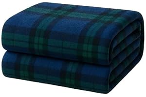 Corredocasa Plaid in Pile Ultra Morbido e Soffice con Elegante Trama Scozzese - Leggero e Confortevole - Perfetto per Divano, Letto, Regala Calore e Comfort (Blu/Verde, Singolo 130x160)