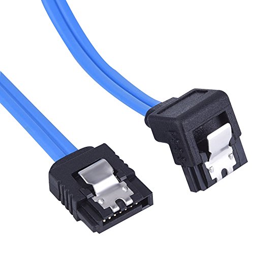 eBoot 6 Stück 18 Zoll SATA III 6.0 Gbps Kabel SATA Anschlusskabel mit Verriegelungslasche und 90-Grad-Stecker, Blau - 3