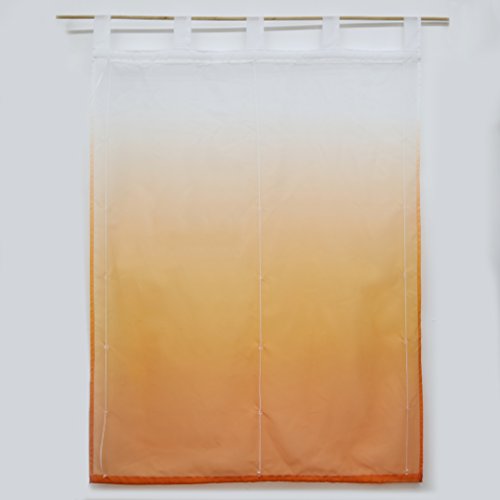 1er Pack Verlauf-Farben Muster Voile Raffrollo transparent Raffgardine mit Schlaufen BxH 100x140cm Orange - 6