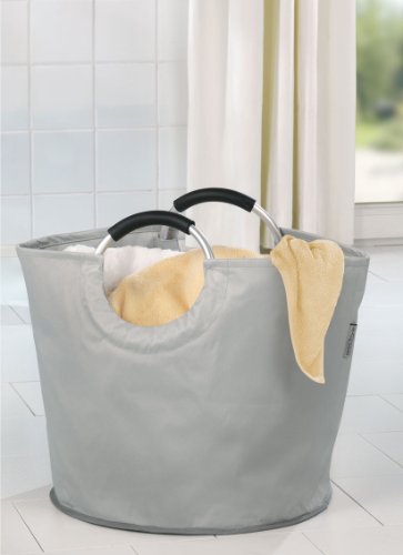 WENKO 3440004100 Shopper Stone – Shopper-Bag, Wäschesammler, Fassungsvermögen 48 L, Kunststoff – Polyester, 42 x 40 x 62 cm, Hellgrau - 2