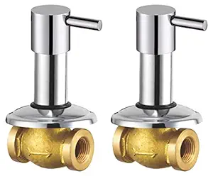 Drizzle Concealed Stop Cock Flora 20 mm. Brass Chrome Plated/Concealed Valve 3/4 Inch/Bathroom Tap/Quarter Turn Tap - Set of 2