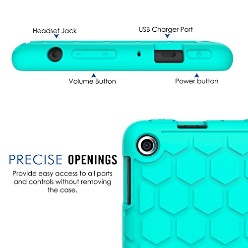 MoKo Fire 2015 7 Zoll Hülle – [Honey Comb Series] Leichte Rutschfeste Stoßfeste Silikon Schutzhülle Protector Case für Amazon Fire Tablet (Vorherige 5th Generationeration – 2015 Modell), Mint Grün - 7