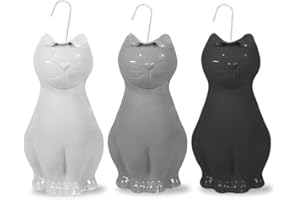 Paluplus Set 3 Evaporatori d'acqua per termosifoni in Ceramica, misura 8x4x18 cm, Umidificatore a forma di GATTO e gancio a S, Colore Bianco, Nero e Grigio -5738F