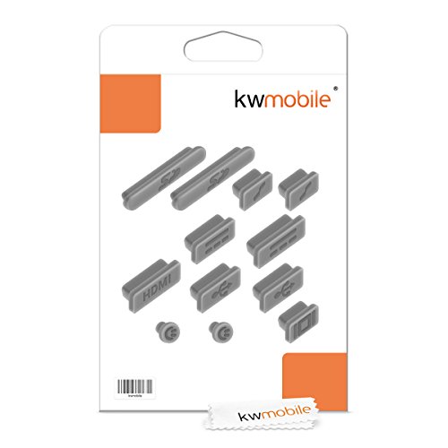 kwmobile 12in1 Set: 12er Staubschutz Set für Apple MacBook Pro 13″ 15″ Retina / Air 11″ 13″ (ab Mitte 2011) – Staubschutz Stecker Zubehör Dust Plug in Silber - 6