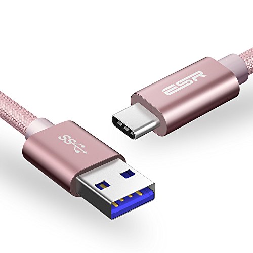 ESR USB C Kabel auf USB 3.0 3.3ft 1M Nylon USB Type C Ladekabel Datenkabel für Google Nexus 5X / 6P, MacBook 2015 / Pro 2016, Samsung Galaxy S8 / S8 Plus, LG G5, OnePlus 2, Nokia N1 Tablet, HTC 10, Huawei P9, Huawei P9 Plus (Rosygold)