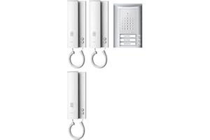 Schneider Electric Ritto Türsprechanlage, Entravox, Komplettset für 3-Familienhaus, Gegensprechanlage mit Beleuchtung und Klingeltasten, Silber/Weiss, Artikelnummer 1841320