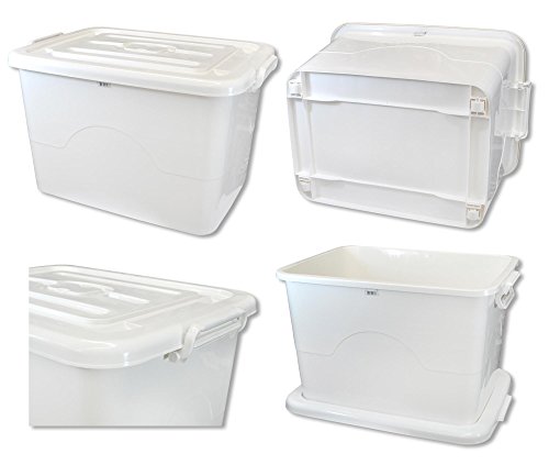 Aufbewahrungsbox mit Deckel und Rollen 95 Liter weiß (22318)