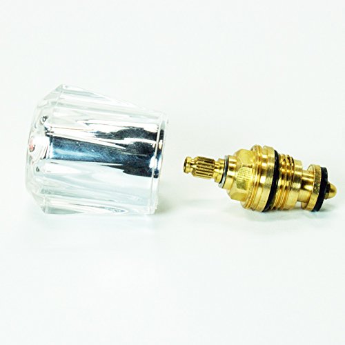 Stabilo-Sanitaer Hahnoberteil 1/ 2 Zoll rot Ventil Oberteil Messing Warmwasser mit Acryl-Griff Ersatzteil Armatur Wasserhahn - 6