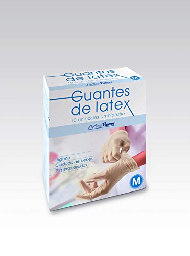 Mediflower V14200 Caja de 10 Guantes de Látex, Talla Mediana