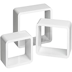tectake 800703 3 Etagères murales Design Cube de Rangement en Bois, pour des Livres, CDs et de la décoration, Matériel de Montage Inclus - Plusieurs Couleurs - (Blanc | no. 403180)