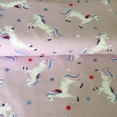JERSEY Fabric - Unicorns Pink HEM13 - Dressmaking & Childrens Clothes Fabric - 95% Cotton 5% Elastane - By 0.5 Metre 50 cm x 150 cm (HEM13 Unicorns Pink)