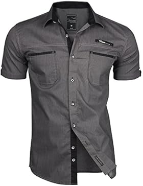 TRISENS HERREN HEMD KURZARM GESTREFT SLIM FIT SOMMER BAUMWOLLE POLO STYLE COTTON