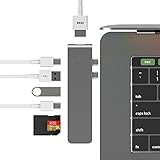 USB C Hub Adapter with Card Readers, CYMALL 7- in-1 Type-C Pro Hub to USB 3.0 Ports,Type C Charging Port,Thunderbolt 3,4k HDMI USB-C For 2016 2017 MacBook Pro 13” and 15”