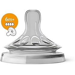 Philips Avent SCF044/27 Lot de 2 tétines Natural débit rapide 4 trous - 6 Mois+