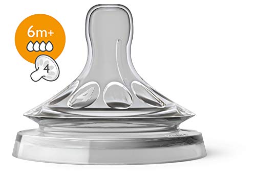 Philips Avent SCF044/27 Lot de 2 tétines Natural débit rapide 4 trous - 6 Mois+