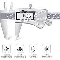 Dijite Calibro Digitale Impermeabile IP54 in Acciaio Inossidabile, Professionale Preciso Calibro Digitale, da Esterno Interno 150mm / 6 inch Grande Chiaro Schermo con Coperhio Lega Alluminio