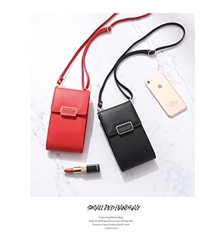 Preisvergleich Produktbild Damen Umhängetaschen Geldbörse Abnehmbar Verstellbar Schultergurt Handyfach Multifunktion Beutel Weiches Leder Beuteltasche unter 6,5 Zoll iPhone X XS Max Samsung Note 9 8 S8 S9+ Huawei Schwarz