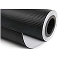 SUPERFAB™ 3D Black Carbon Fiber Twill-Weave Matte Design Decal Vinyl Film Self Adhesive Car Wrapping Vinyl Wrap Sticker for All Car and Bike (12 X 68 INCHES, Black)