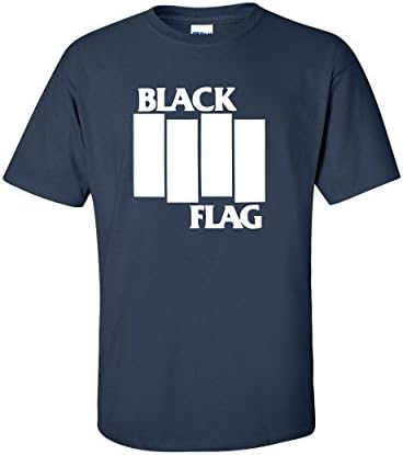 Men's Black Flag Logo T-Shirt - 8 Colours Available (Large, Navy Blue T-Shirt - White Logo)