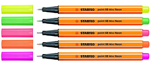 Stabilo point 88 Mini Fineliner (5 NeonFarben) 5er Pack - 4